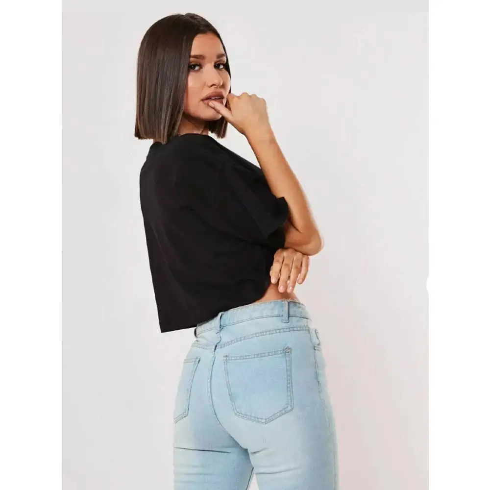 Top corto da donna Ombelico Baring T-shirt sportive estive Vestibilità casual Stampato in 3D Sensazione di freschezza Materiale sottile Nessun marchio registrato Trad...