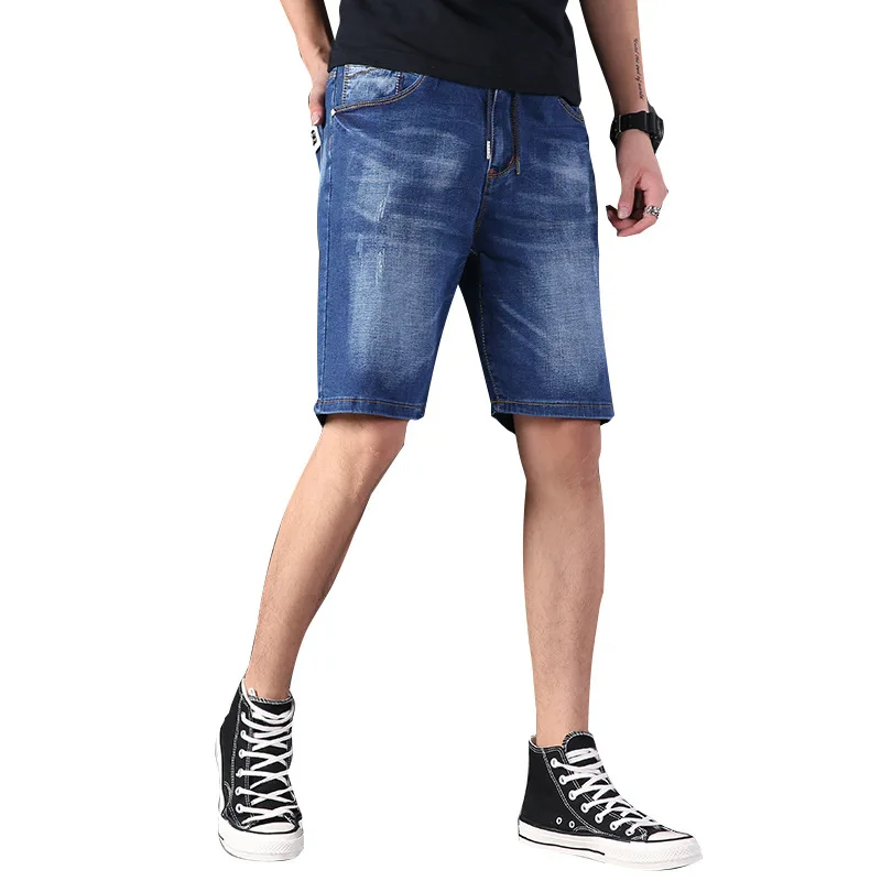 large size men's denim shorts oversized men's elastic waist knee length summer loose shorts men plus size 5XL 9XL 8XL 7XL 190KG