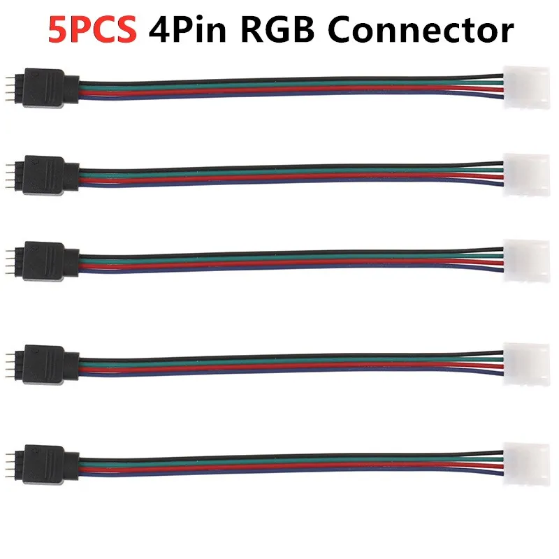 

5PCS 15cm 4pin 5050 3528 LED Strip RGB Connector Jumper Cable 4 Pin Wire Extension Wire Cables Clip For RGB Led Strip Lights