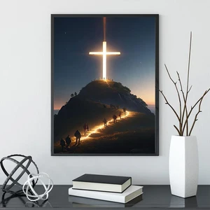 Cruz cristã moderna no topo da montanha parede arte, pintura da lona, Jesus crentes, cartazes para quarto, casa, decoração da igreja 8 principais vendas poster católico - №1