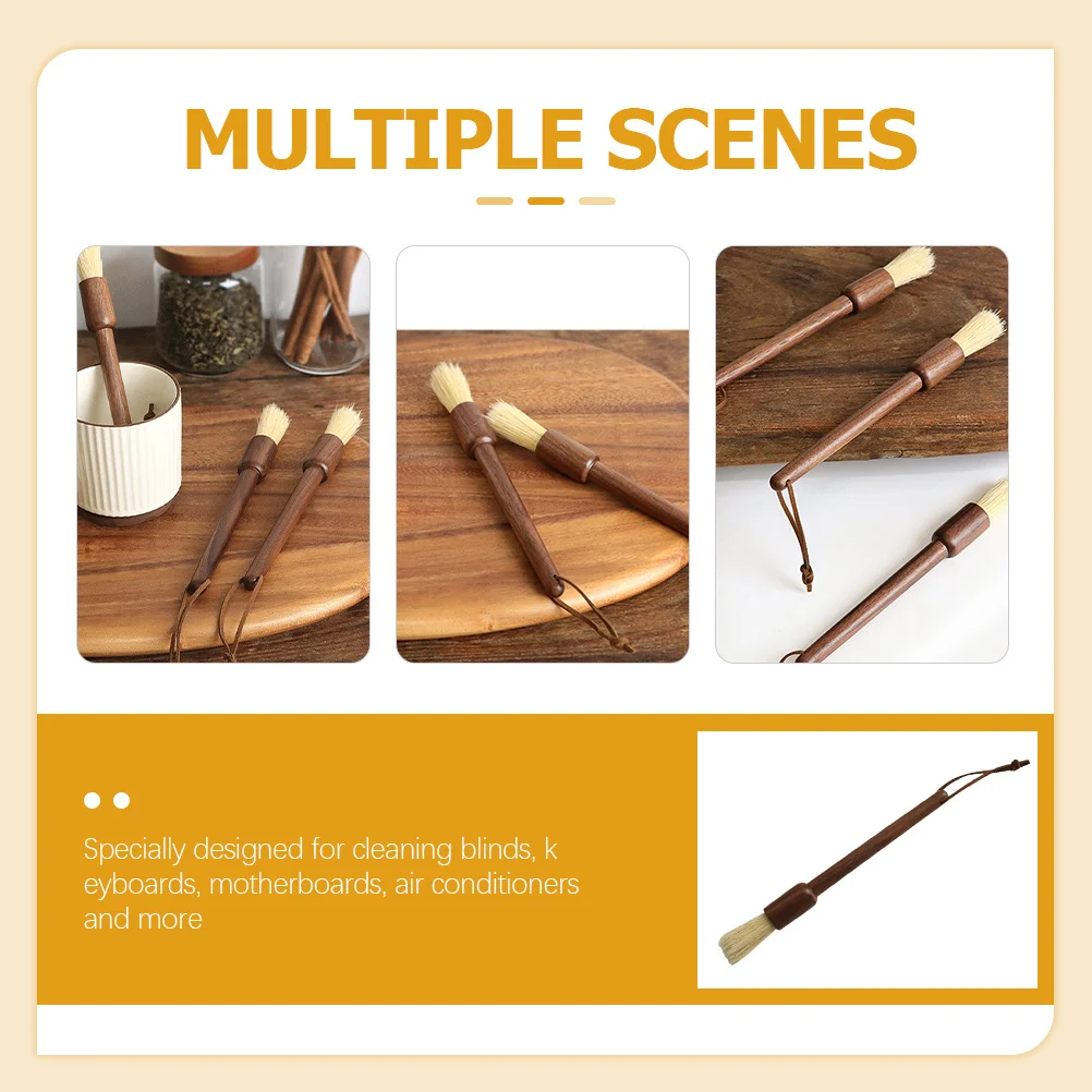 

Coffee Machine Brush Wooden Handle High Temperature Resistant for Espresso Grinders Juicers Blinds Keyboard Cleaning