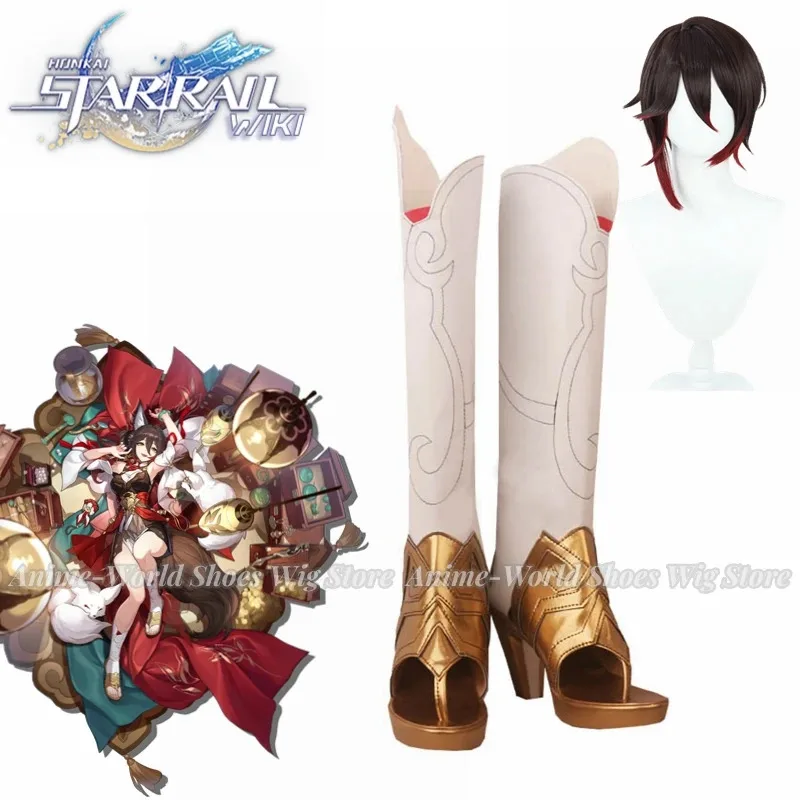 Tingyun コスプレ靴 Honkai スターレールゲームカスタムメイド靴ブーツかつらハロウィンカーニバルコスプレ小道具ロールプレイアクセサリー