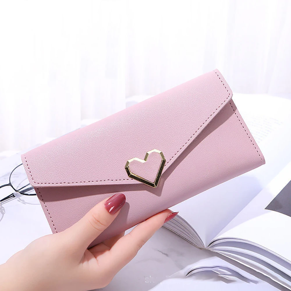 Women Long Wallets Purses Luxury Love Heart Wallets For Ladies Girl Money Pocket Card Holder Female Wallets Phone Clutch Bag New