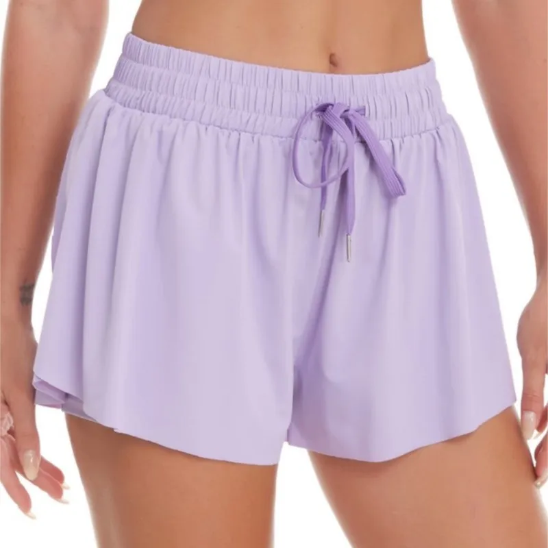 Women Summer High Waist Shorts Flowy Athletic Butterfly Shorts Skirt Gym Workout Yoga Tennis Biker Running Shorts With Pocket