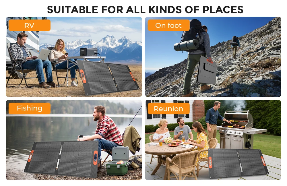 RVPOZWER 100W Rigid Monocrystalline Solar Panel Integrated Design IP68 Waterproof 25.5% High Efficiency Portable Solar Charging Panel for Power Station RV Outdoor Camping Home Off Grid Power