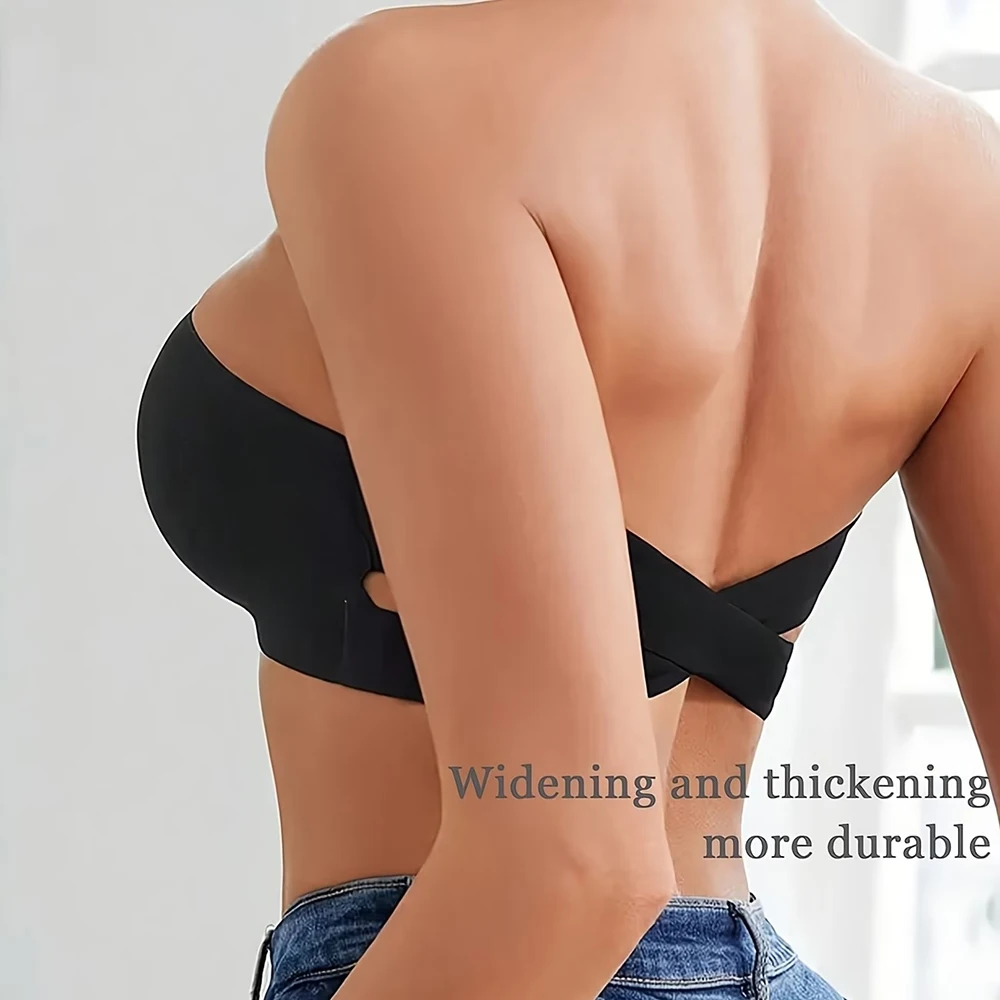 1PC Strapless Bras for Women Non-Slip Bralette Side Closure Criss Cross Padded Wireless Tube Top Underwear Bralette image 4