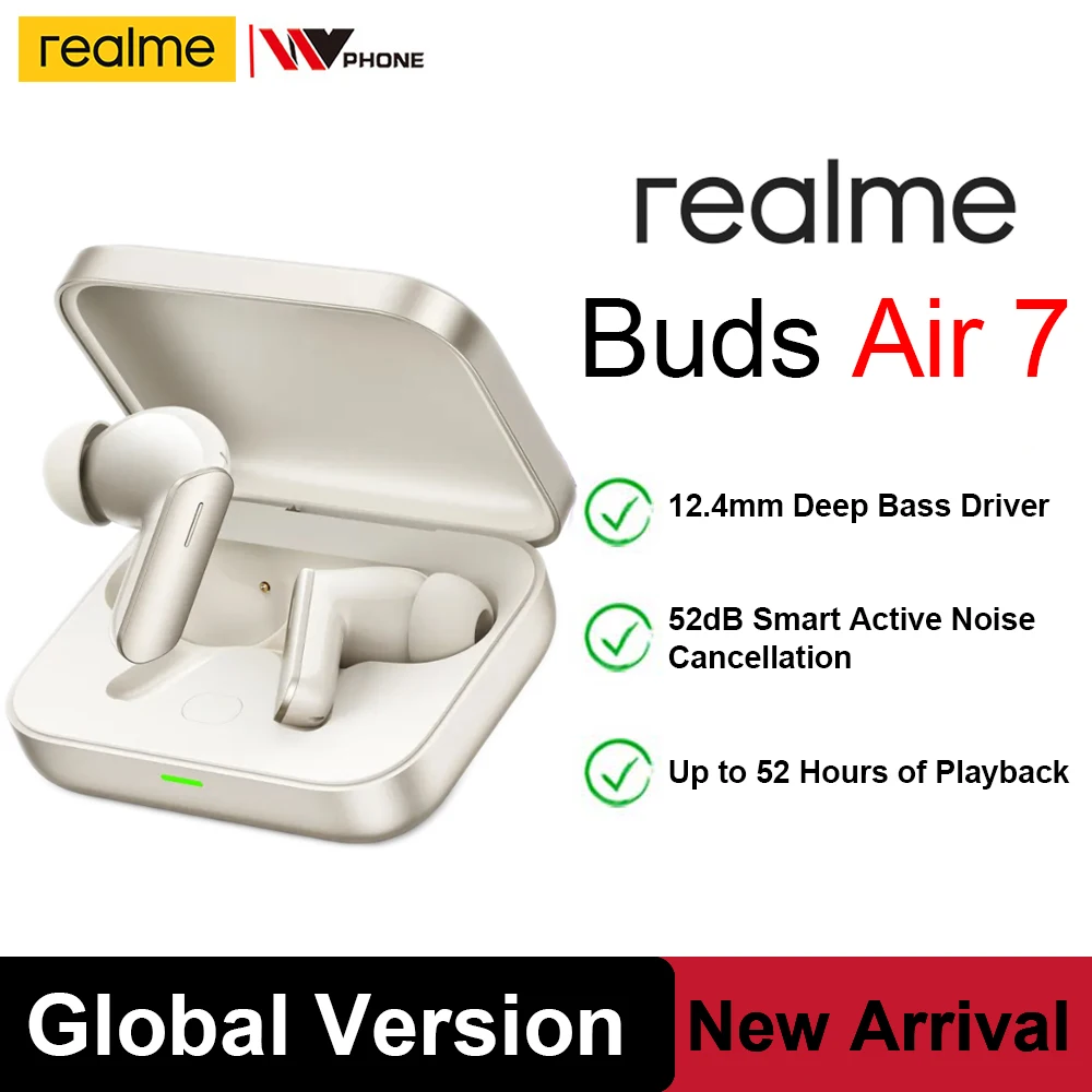 

Global Version realme Buds Air 7 Wireless Headphone realme Buds Air7 Earphone 52dB Noise Reduction BT 5.4 Hi-Res LHDC 2.0
