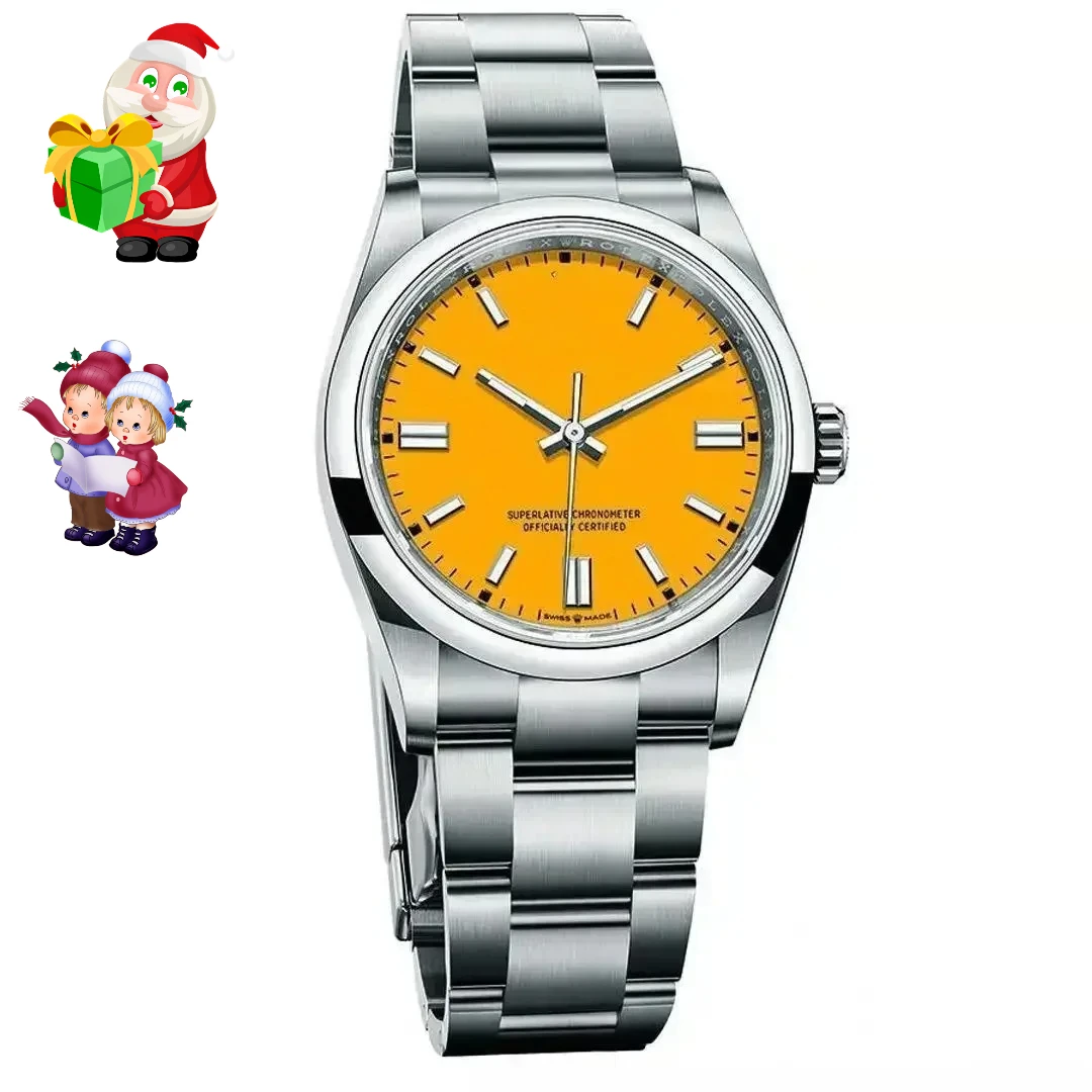 // ​ 2025年ニュージャパンNH35自動巻き腕時計、36MM/39MMサファイアクリスタル、100M防水夜光、無刻印文字盤オイスタースタイルブレスレット