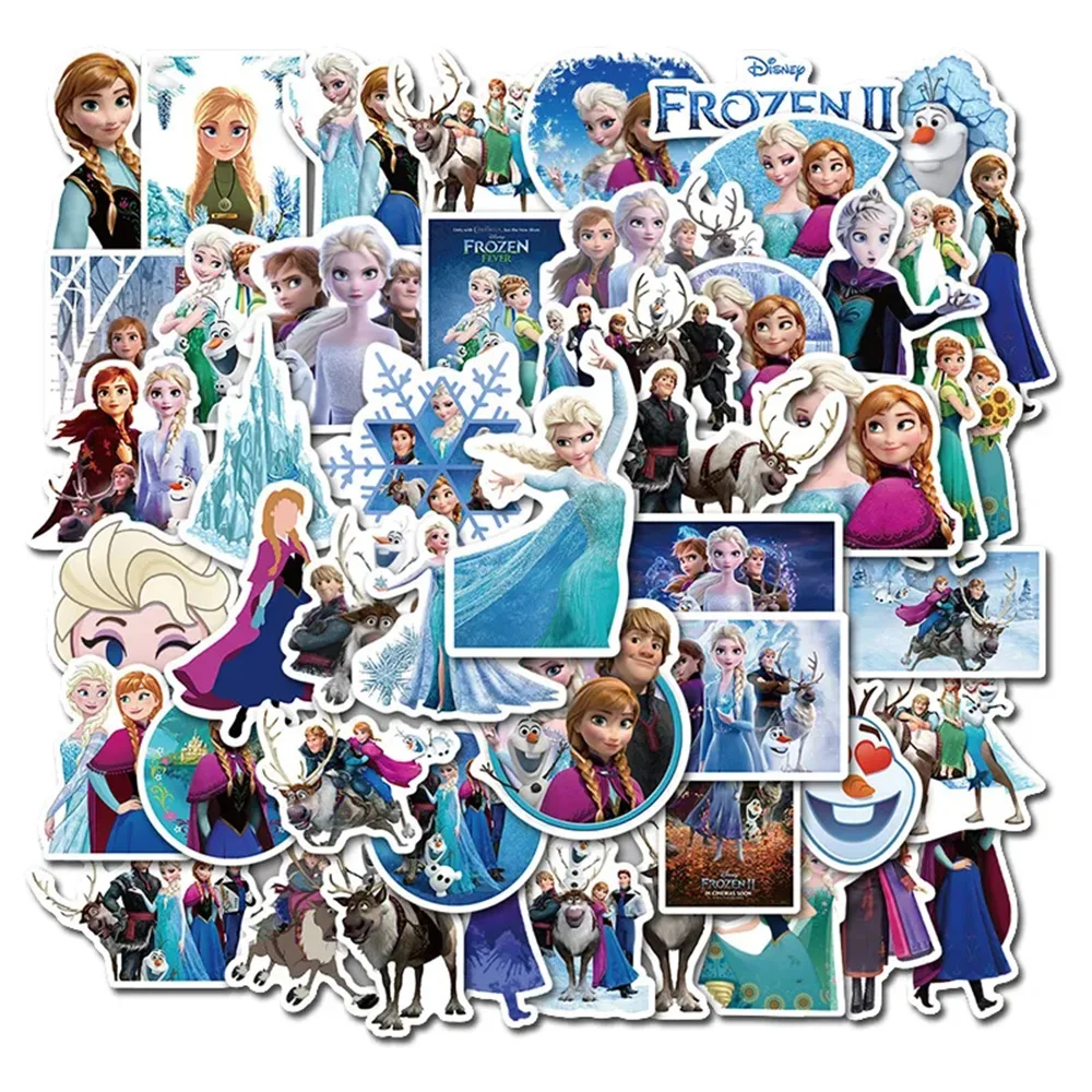 10/30/50pcs Disney Frozen Princess Anna Elsa Stickers Kawaii Girls Cute Cartoons DIY Guitar Luggage Laptop Phone Kid Toy Sticker