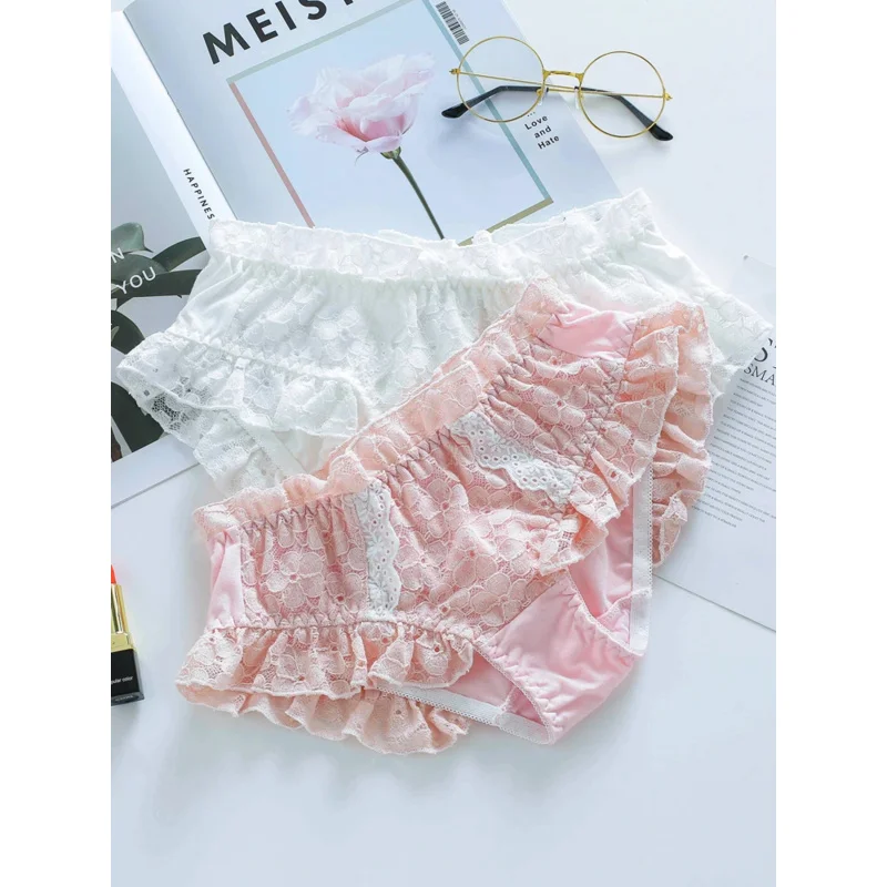 Japanisches Mädchen Lolita Knopf vorne Knopf Baumwolle Spitze Rohr Top BH Set weiß Kawaii Retro süßen Stil keine Stahlring Unterwäsche