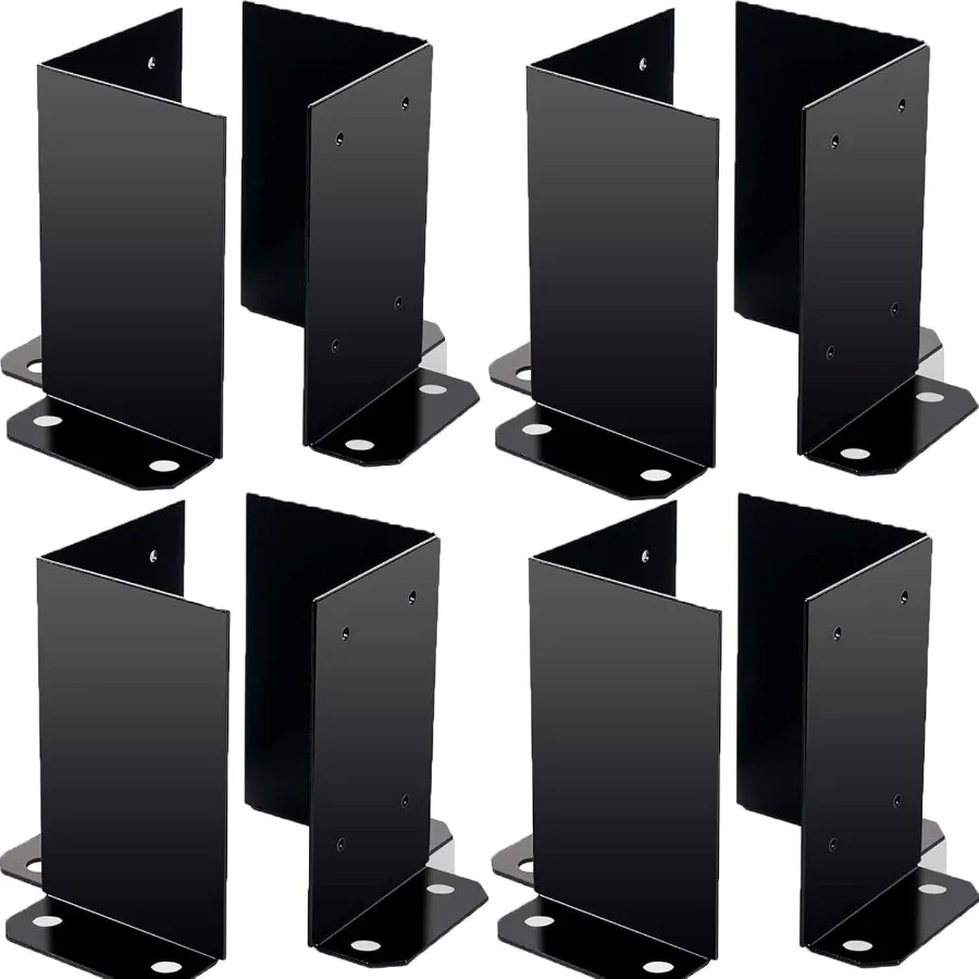

4 x 4 Post Anchor Base 4 PCS Inner Size 3.6"x3.6" Post Base Brackets Heavy Duty Powder Coated Post Support Bracket Thick Steel
