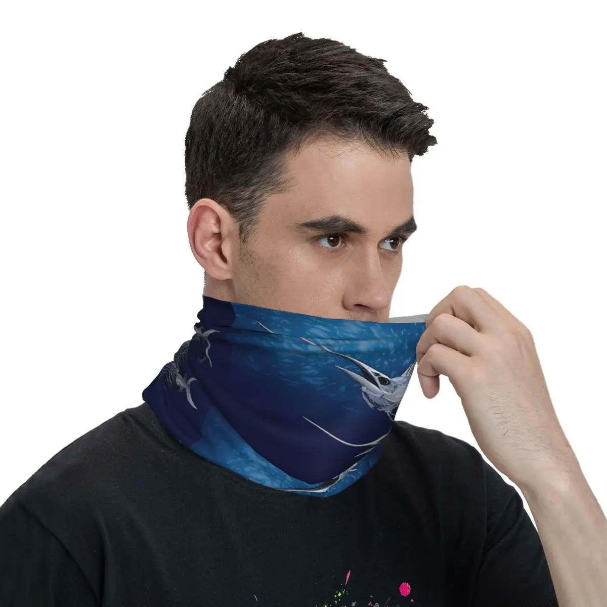 Sailfish Poster Scarf Neckerchief Neck Face Mask Polyester