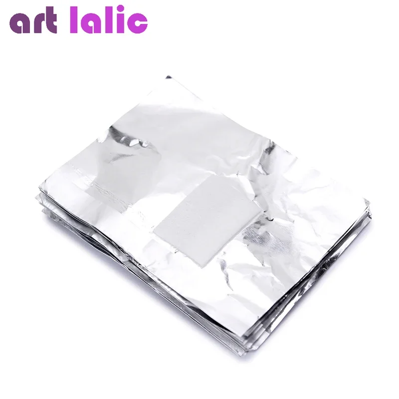 100 ชิ้นอลูมิเนียมฟอยล์เล็บ Remover Wraps ด้วย Acetone สําหรับแช่ปิดอะคริลิค UV Gel ผ้าฝ้ายผ้าเช็ดทําความสะอาดเล็บเครื่องมือดูแล