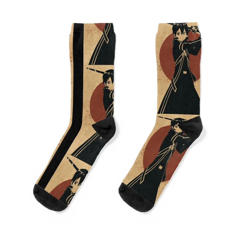 

Sword Art Online Kirito Retro Blood Moon - Tshirt Socks custom sports luxe Socks Ladies Men's