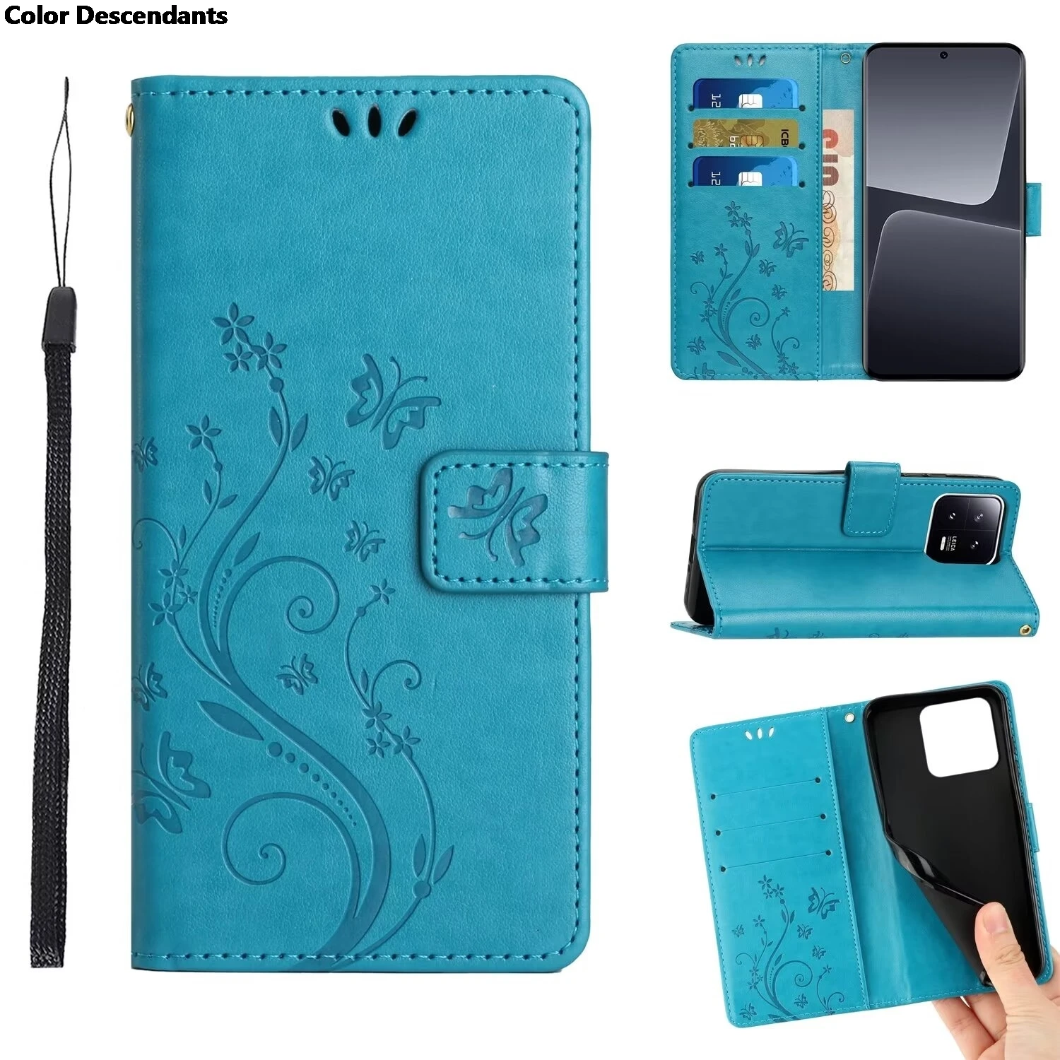 Luxury Butterfly Case For Xiaomi Redmi Note 13 13C 12 11 11S 8T 8 7S 7 Pro Plus 5G Lady Woman Wallet Card Slots Phone Cover Capa