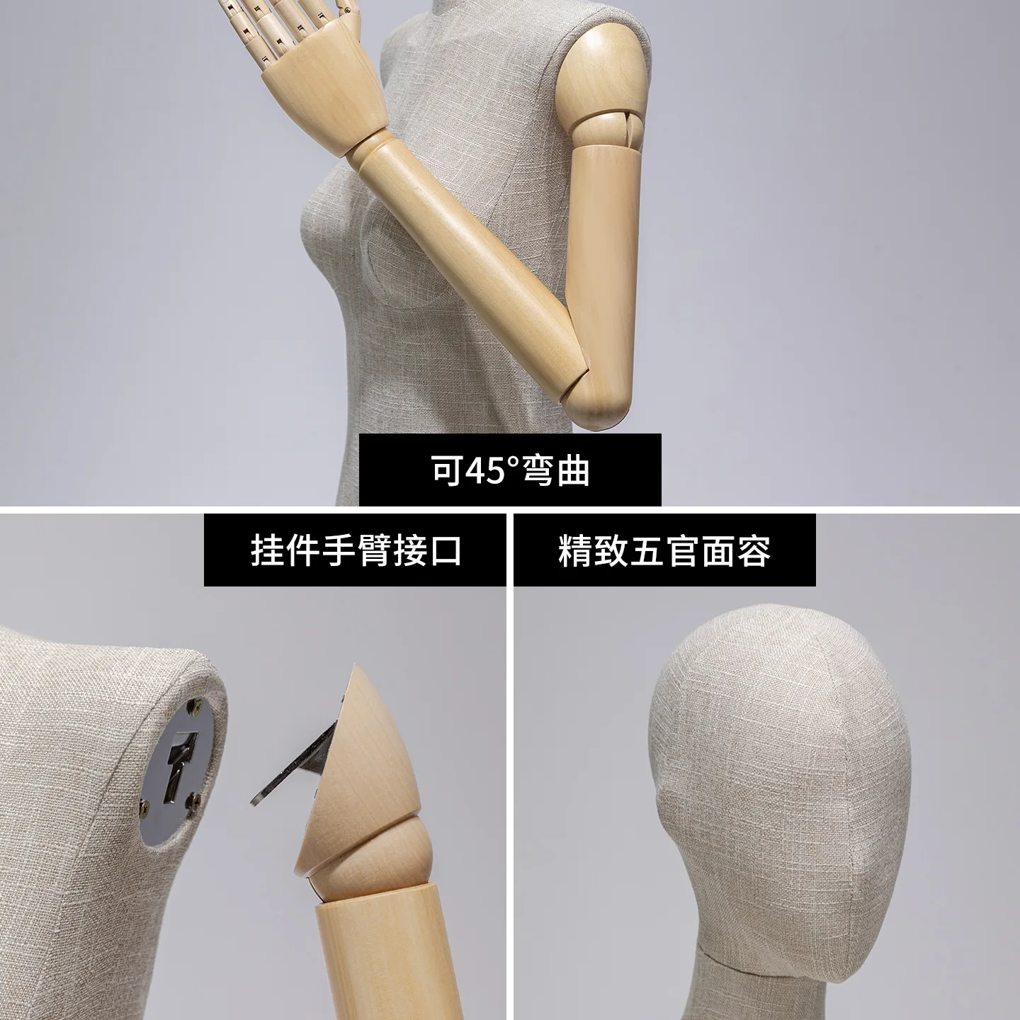 Clothing store window flat shoulder dummy table bamboo joint hemp half-body model props women's clothing display stand