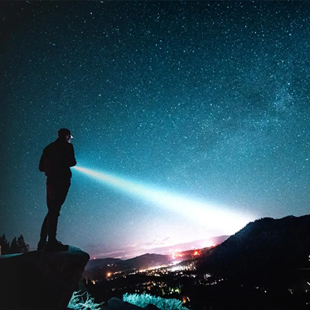 Adjustable Focus Flashlight Rechargeable LED Torch 3 Lighting Modes Long-Range Waterproof Camping Fishing Flashlight