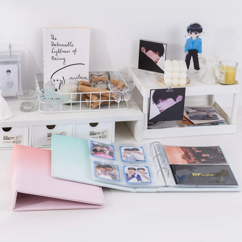 Large A5 Macaron Gradient Card Binder PU Leather Ring Binder for 3"/4"/6" Idol Photocard Postcard Pokemon Yu-Gi-Oh Card Album view 5