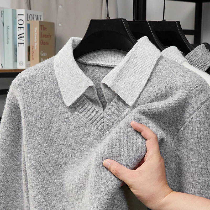 

Men's Collar Contrasting Color Fake Two-Piece Sweater Autumn Winter New Design Original Design Business Commut Knitwear Menswear
