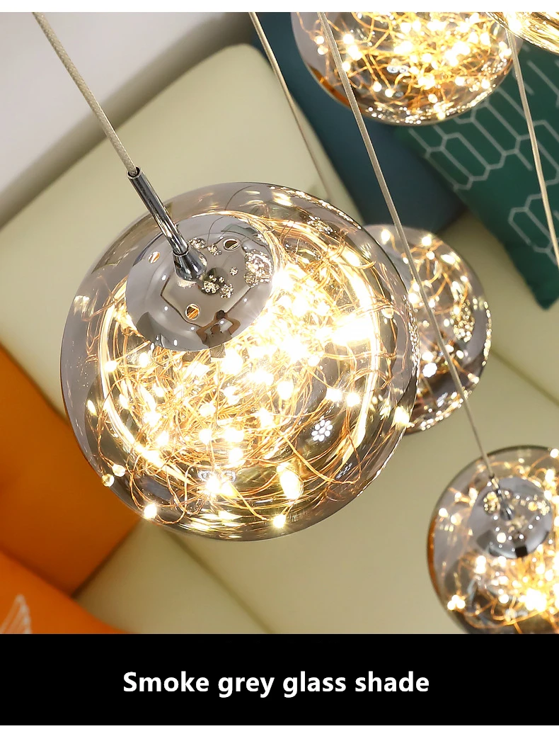 Imagem -05 - Modern Led Glass Ball Chandelier Regulável para Escadaria Sala de Estar Lâmpadas Pendant Iluminação Doméstica Suspensão Design Lusters