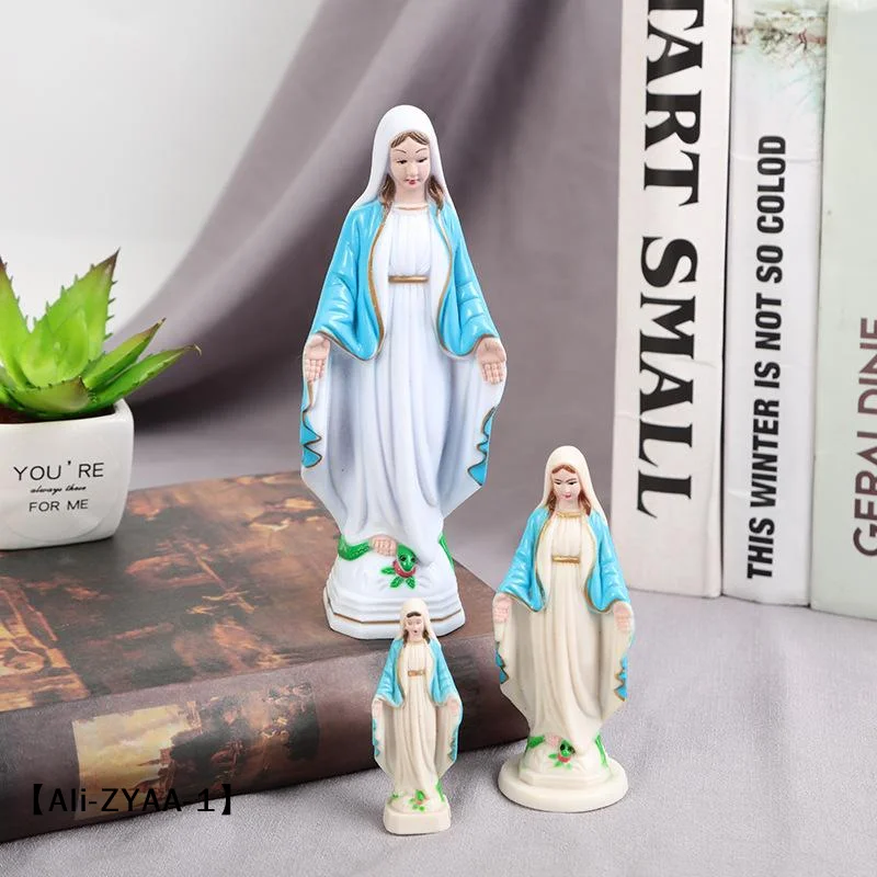 【A】Plastic Blue Handmade Mary Statue Christmas Home Decoration Gift Detailed Tabletop Ornament
