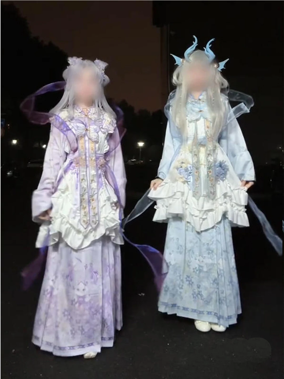 Sweet Blue Purple Lolita Hanfu Women's Cloud Shoulder Embroidered Skirt Traditional Chinese Costume Set Autumn Fashion Ladies...