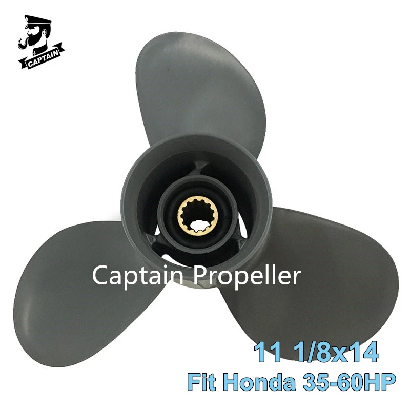 Captain Outboard Propeller 11 1/8X14 Fit Honda Boat Engine 40HP BF35A BF45A BF50D BF60A 13 Tooth Spline Aluminum 59130-ZV5-014AH