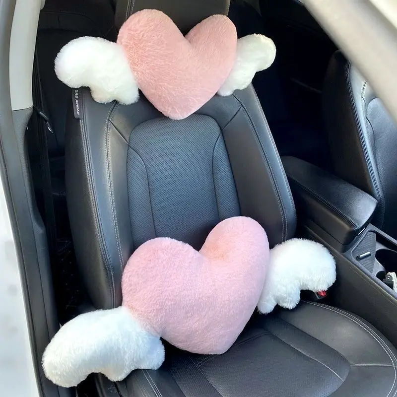 Universal Car Support Pillow - Heart-Shaped Plush Love Neck Pillow for Neck Lumbar Back Comfort and Seat Decoration