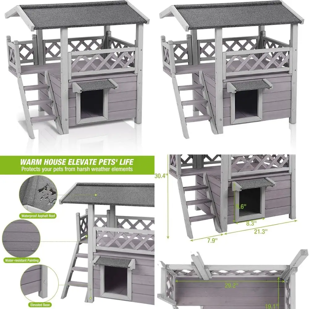 

Waterproof Outdoor Wooden Cat Shelter for Feral Cats, Ideal for Winter and Balcony Use