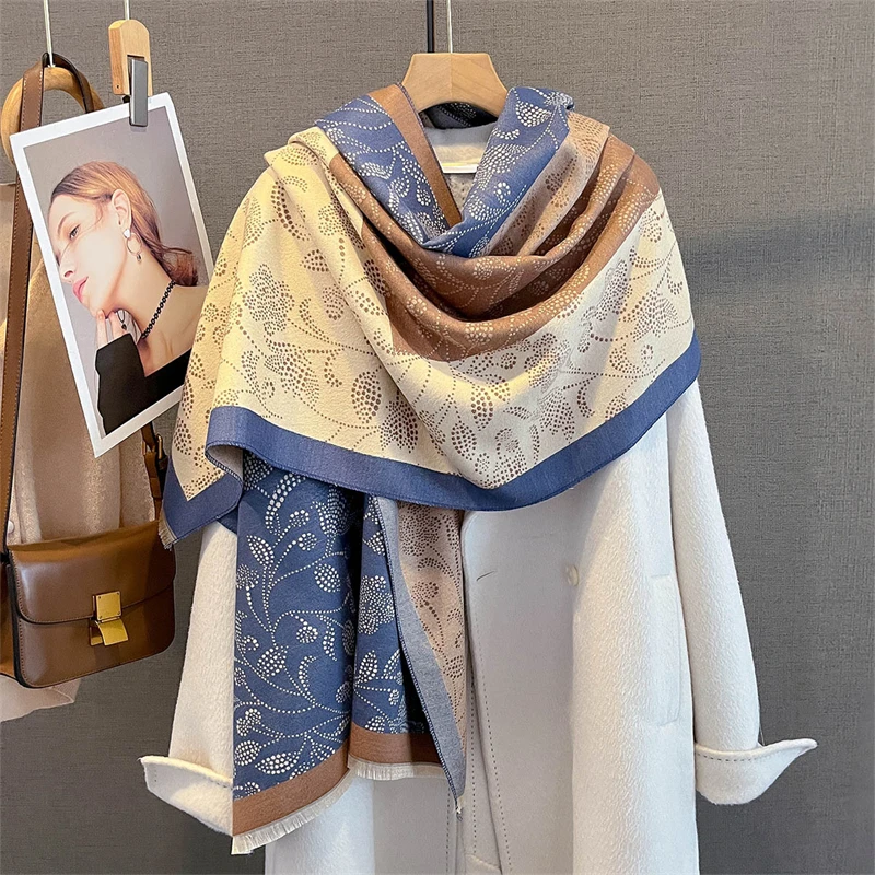 

Путешественное пончо, теплый кашемировый шарф, женский 2021, роскошное толстое одеяло, зимняя шаль Bufanda с принтом, новые накидки, женские палантины из пашмины