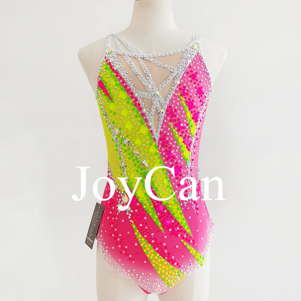 

JoyCan Rhthmic Gymnastics Leotards Girls Women Pink Spandex Elegant Dance Wear for Competitiion