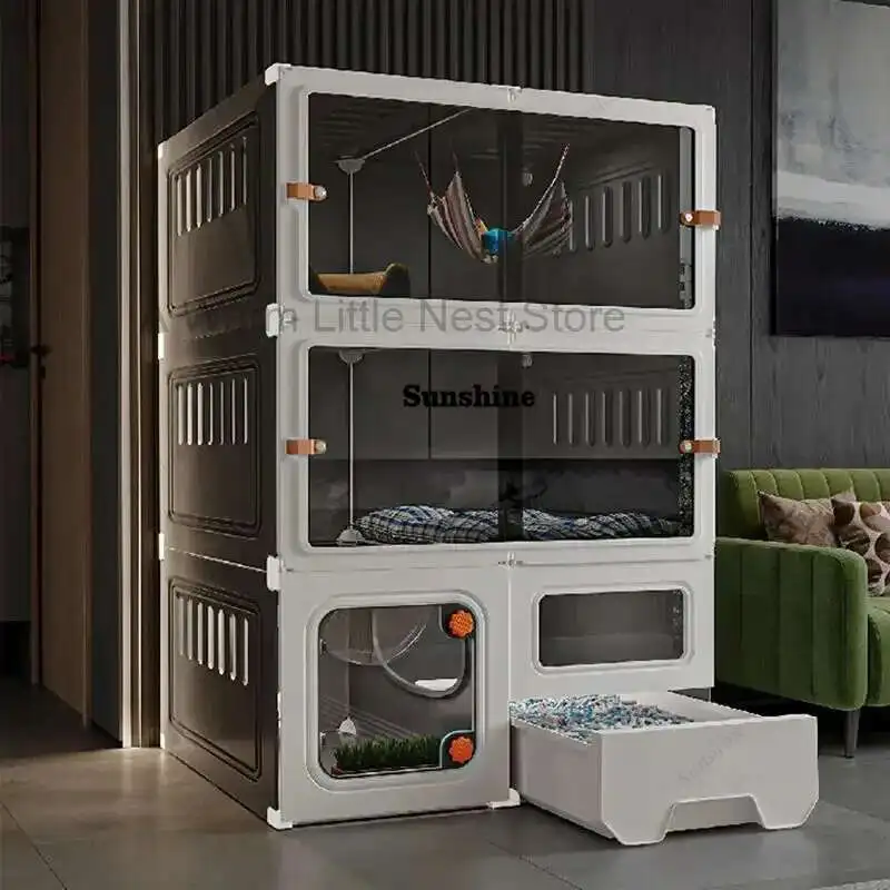 Minimalist Modern Cat House Cats Litter Box Integrated Cat Cage Light Luxury Large Free Space Household Indoor Cages for Cats