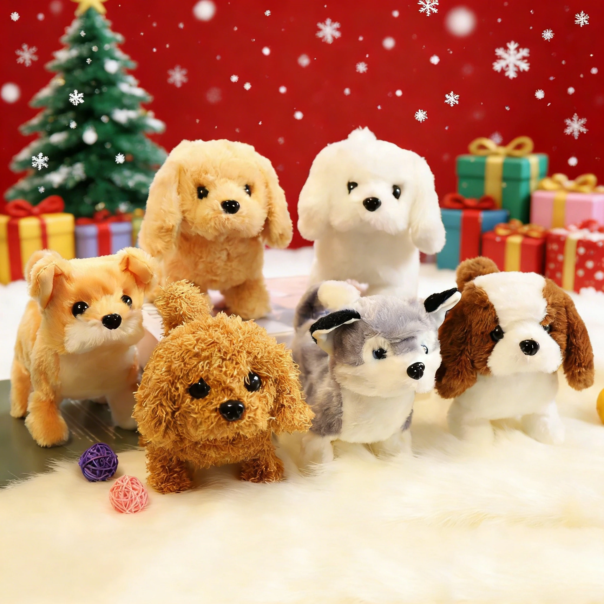 Realistyczna pluszowa symulacja uroczego psa, zabawka dla dzieci, chodzący, wydający dźwięki, elektryczny, interaktywny robot-pies, zwierzak dla malucha, prezent na Boże Narodzenie.