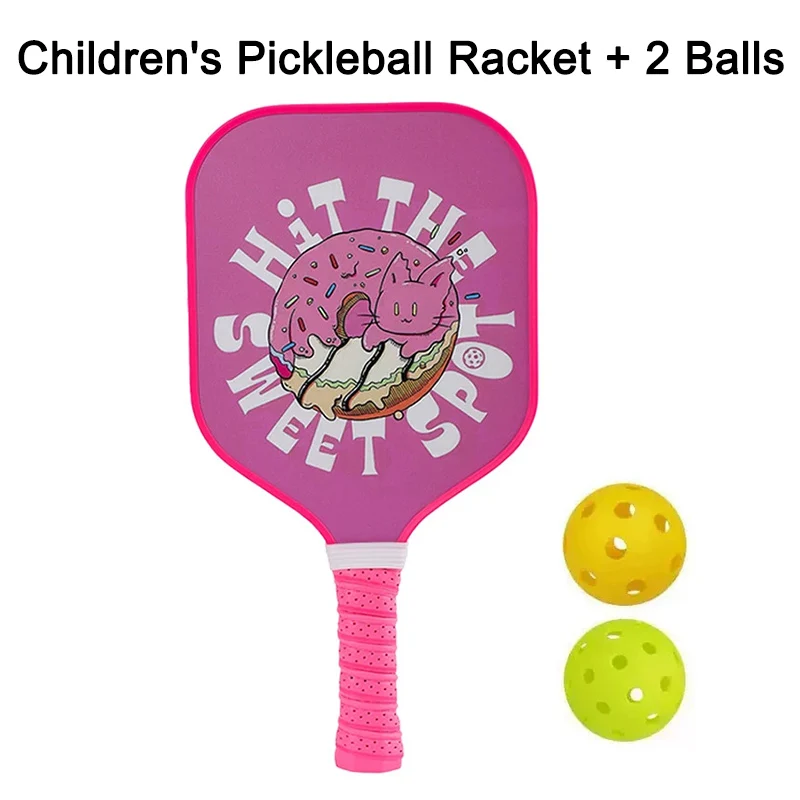 Kids Pickleball Paddles Fiber Glass cartoon cat Small Lightweight Honeycomb Core Sports School Pickleball Gifts for Children