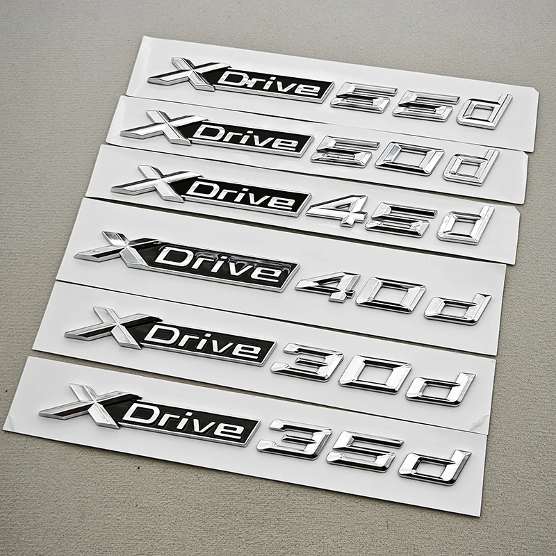 3D ABS Chrome Car Logo XDrive 30d 35d 40d 45d 50d 55d Emblem Car Trunk Fender Badge for X1 X2 X3 X5 X6 X7 F25 F15 G01 G05