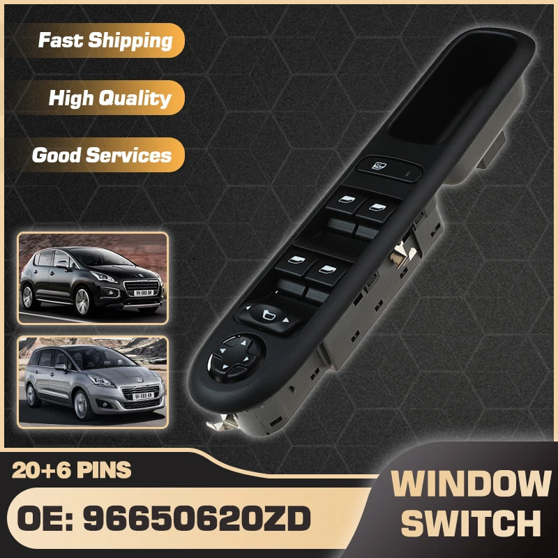 

Car Power Master Window Switch Without Folding For Peugeot 3008 5008 2009 2010 2011 2012 2013 2014 2015 2016 96650620ZD 6490.X6