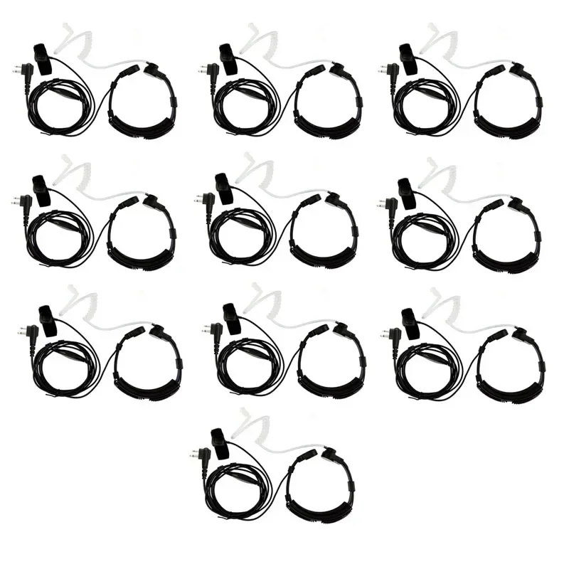 Lot 10pcs Heavy Duty 2 Pin Flexible Throat Controlled Finger PTT Mic Air Tube Headset for Motorola CP040 EP450 CP180 CP185 Radio