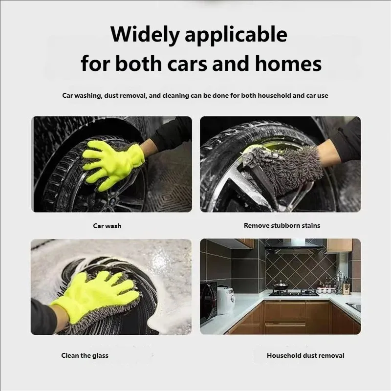 Microfiber Car Washing Gloves Cleaning Tool Car Detailing Dust Removal Mitts 5-Finger Wash Glove for Car Home Effective Clean view 6