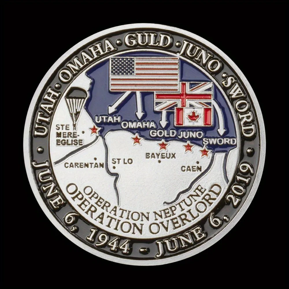 75th Anniversary of D-Day Souvenir Coin The Eyes of The World Are Upon YouVeteranChallenge Coin Golden Plated Commemorative Coin