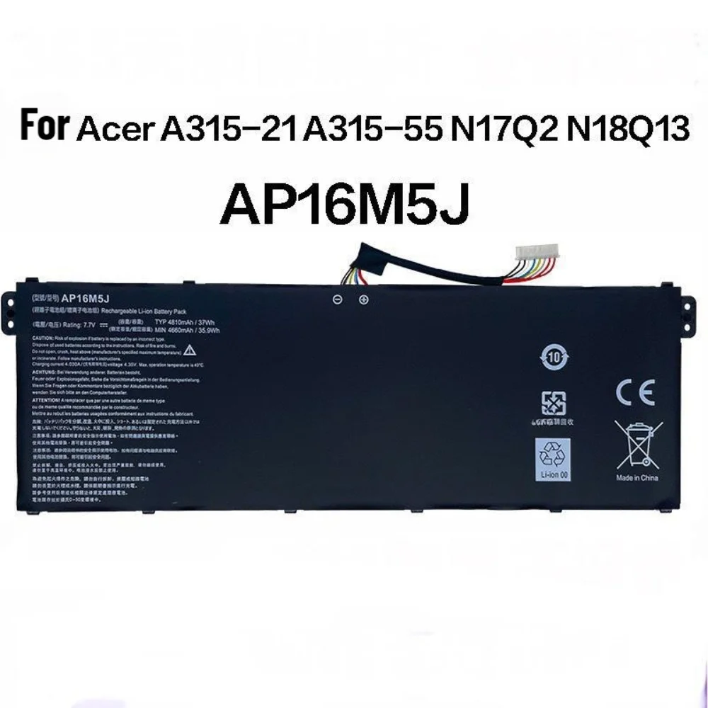 แบตเตอรี่แล็ปท็อปเหมาะสําหรับ Acer AP16M5J A315-21 A315-55 N17Q2 N18Q13 แบตเตอรี่แล็ปท็อป