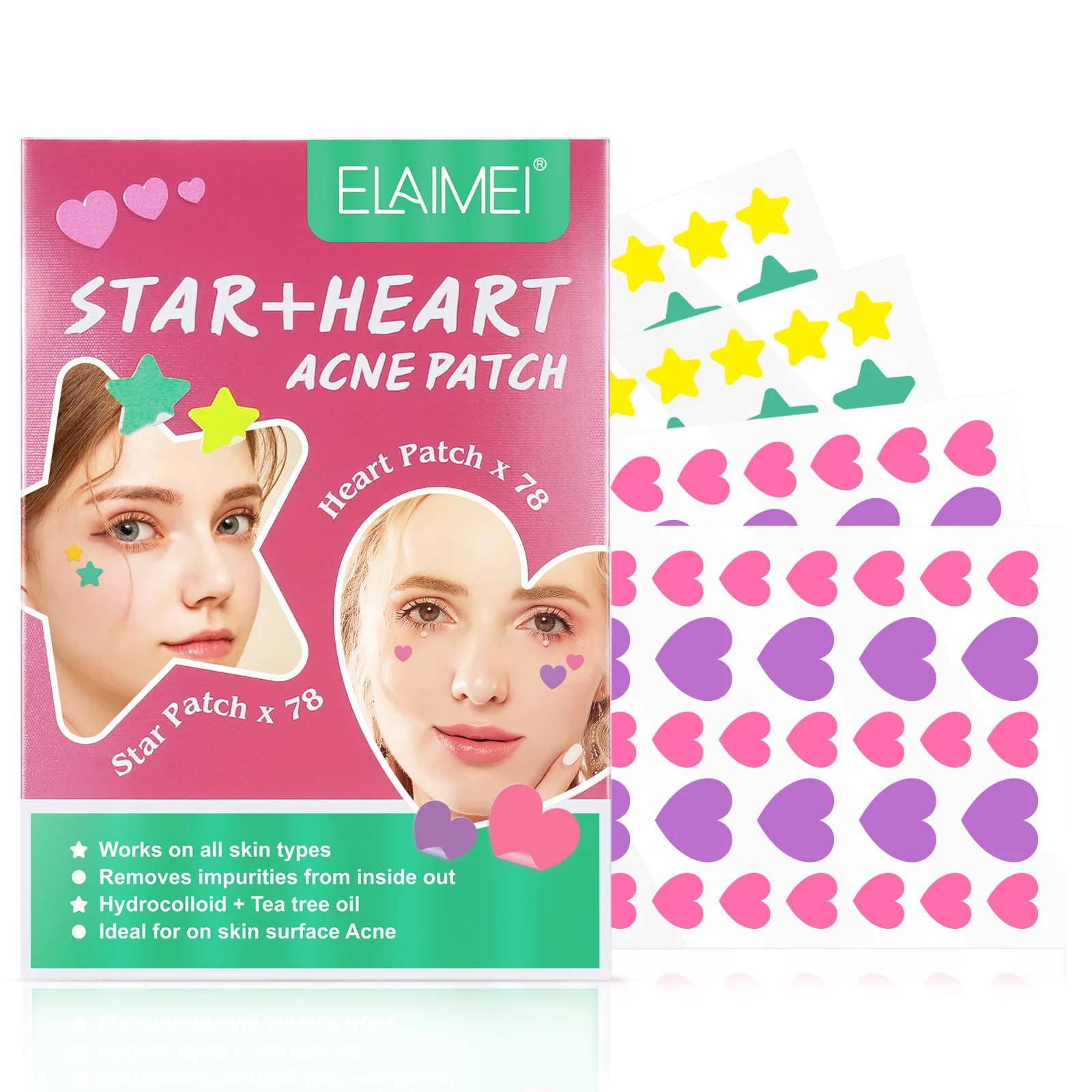 

Звездный акне персикового цвета сердца, многофункциональный пластырь от прыщей, портативный невидимый прозрачный пластырь от прыщей