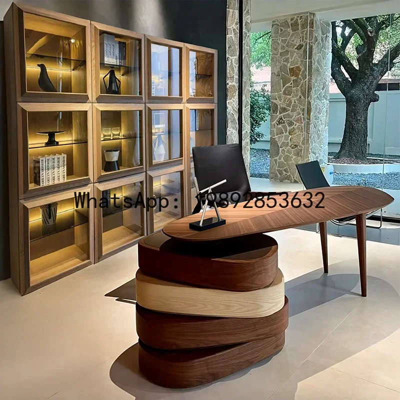 A1  Italian Style Desk Solid Wood Modern Simple Office Desk Executive Desk