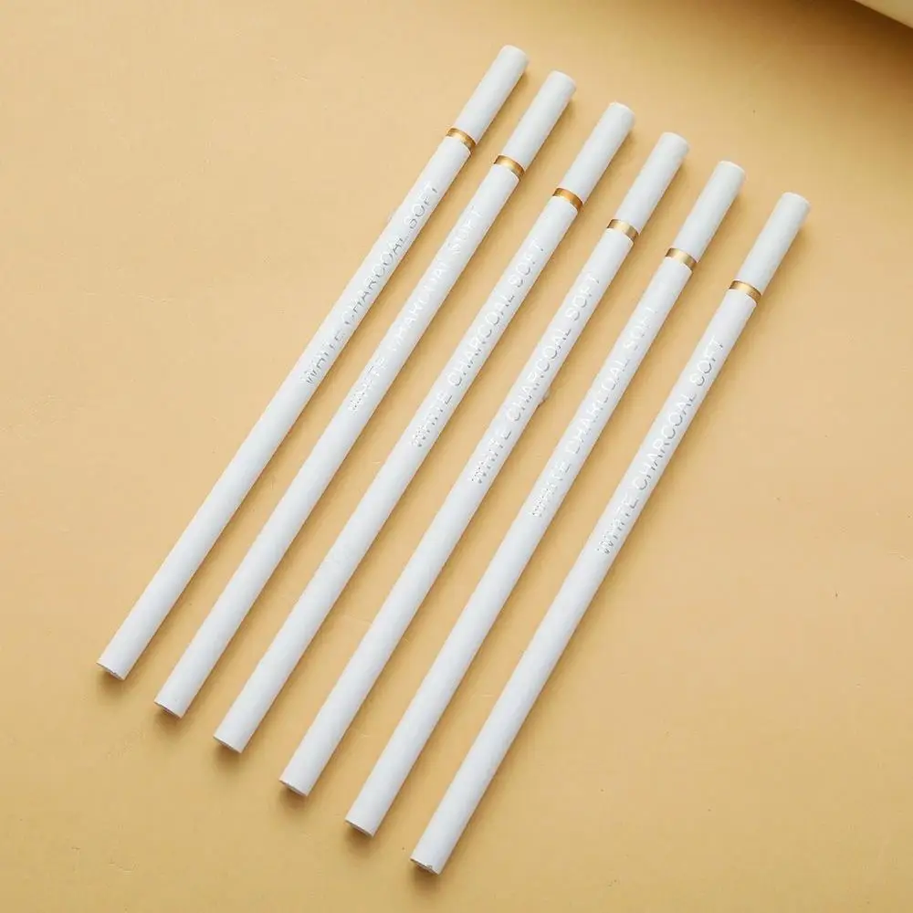 3 Pieces White Charcoal Sketch Pencils Smooth Coloring Drawing Chalk Pencils Portable Art Writing Pencils for Student Beginner