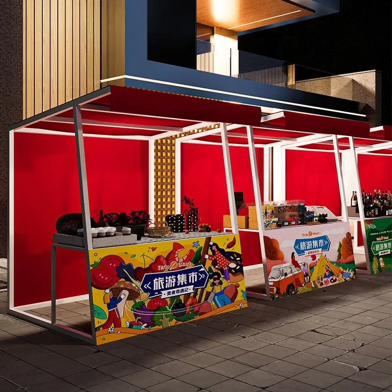 For Night Market Stall Rack Food Snack Street Vendor Display Stand Shopping Mall Event Promotion Folding Metal Sales Booth