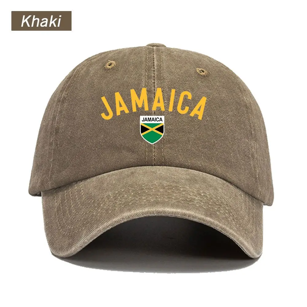 Vintage Washed Baseball Cap Jamaica Flag Print Graphic Unisex Streetwear Casual Trucker Style Summer Cotton Sun Hat