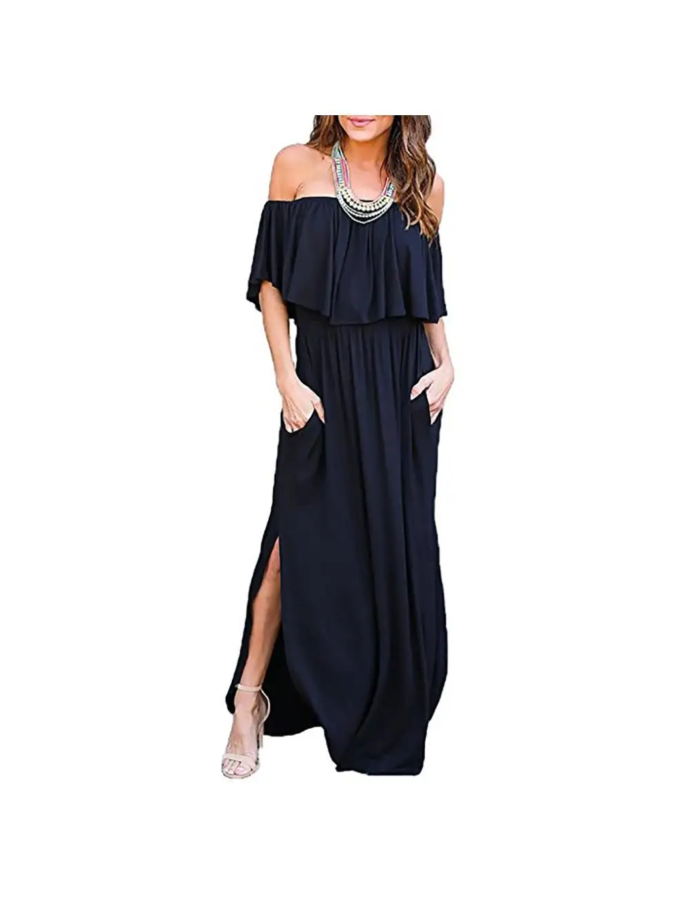 Printemps été 2024 longue une épaule Dr avec ket EBAY Sle taille haute Princ Sve t-shirt en Fiber d'acétate femmes vêtements