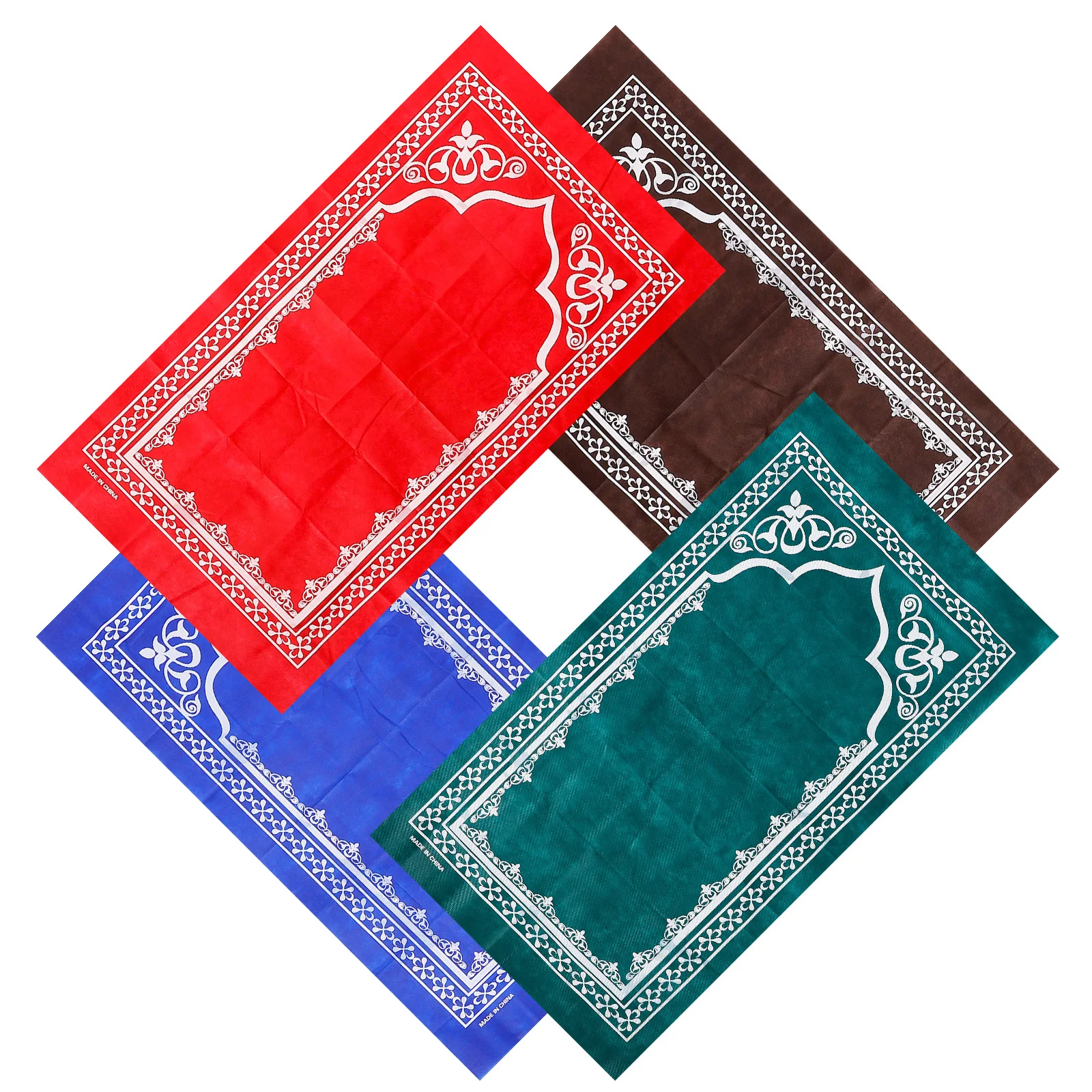 4 قطع سجادة صلاة محمولة بتصميم إسلامي، سجادة سفر إسلامية خفيفة الوزن لمهرجان العيد، سجادة عبادة مزخرفة، سجادة صلاة