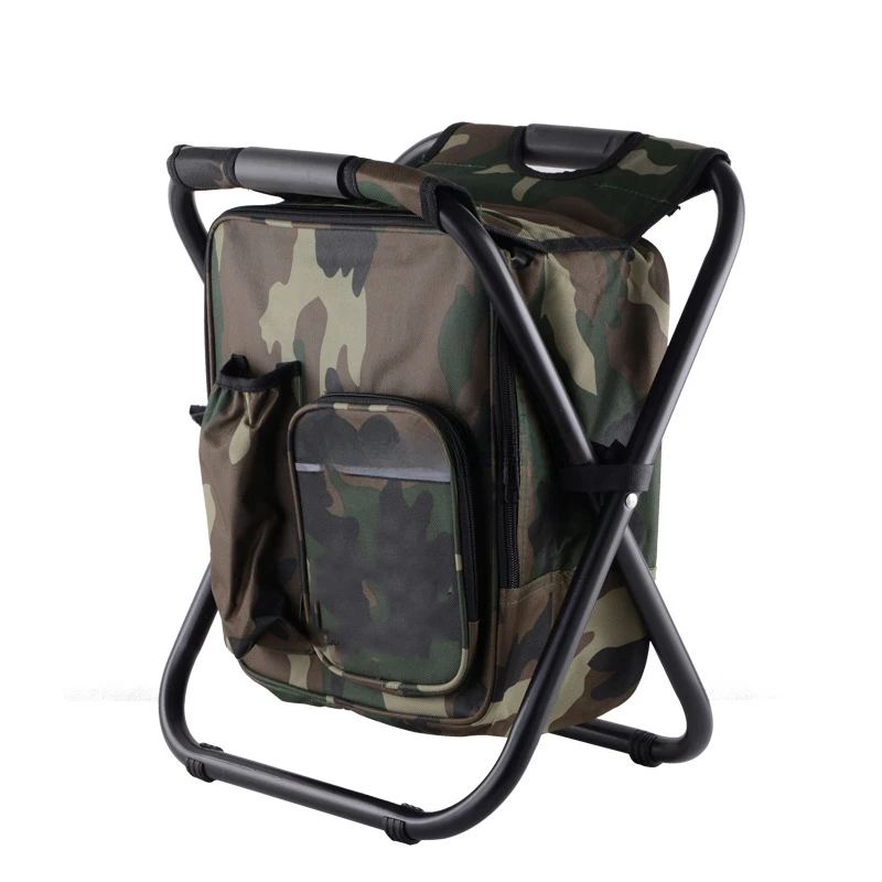 Outdoor barracks barbecue folding ice bag chair solid comfort and insulation fishing chair with cooler bag