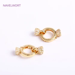 DIY Jewelry Accessories Inlaid Zircon Pearl Clasps Connectors 18K Gold Plated Pearl Clasps Fastener For Necklace Making Findings