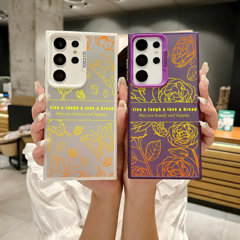 

Golden Art Butterfly Phone Case For Samsung Galaxy S25 Edge S24 S23 S22 S21 S20 Ultra Funda Silicone Colorful Silver Phone case